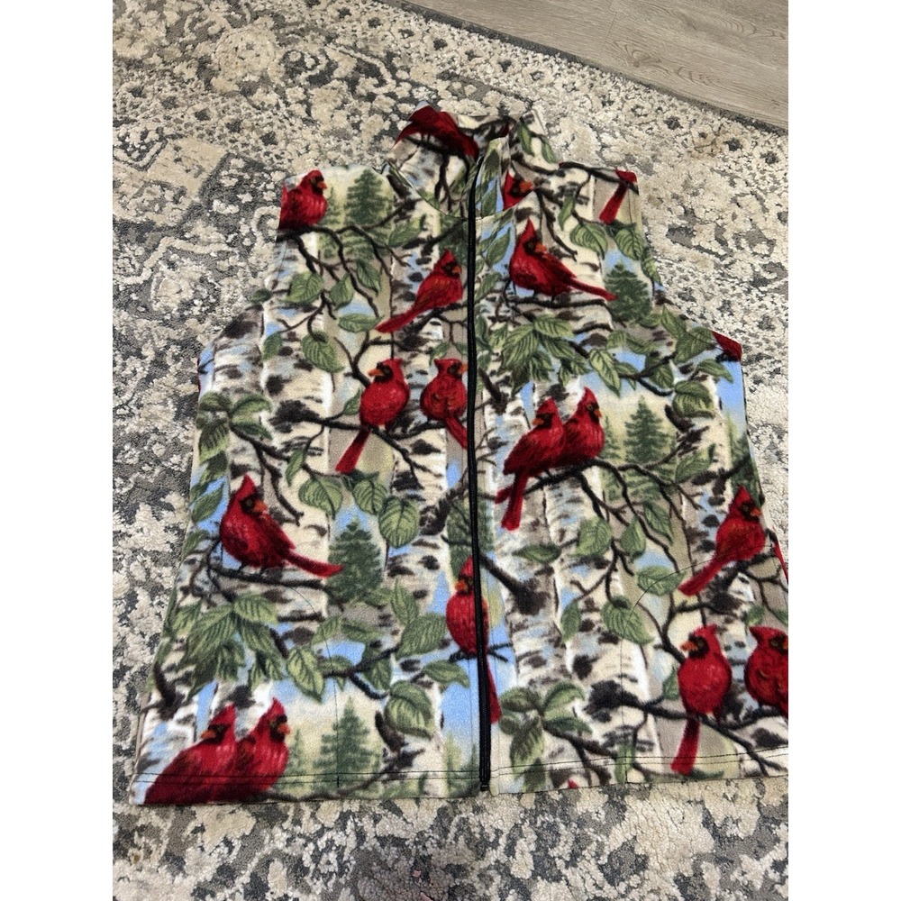 PFI Fashions Cardinal Bird Fleece Vest Size Large